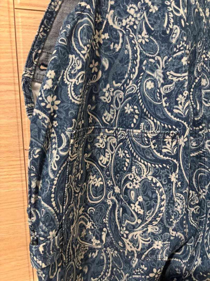 ジョンブル 京都バッセン ネイビー ペイズリー柄 オーバーオール