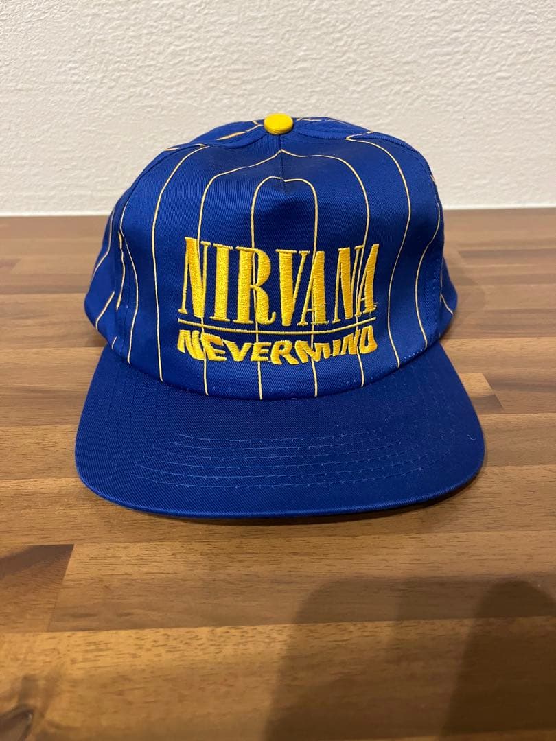 90's NIRVANA NEVERMINDストライプ キャップ ビンテージ Nirvana Nevermind キャップ ニルバーナ カートコバーン cap - メルカリ
