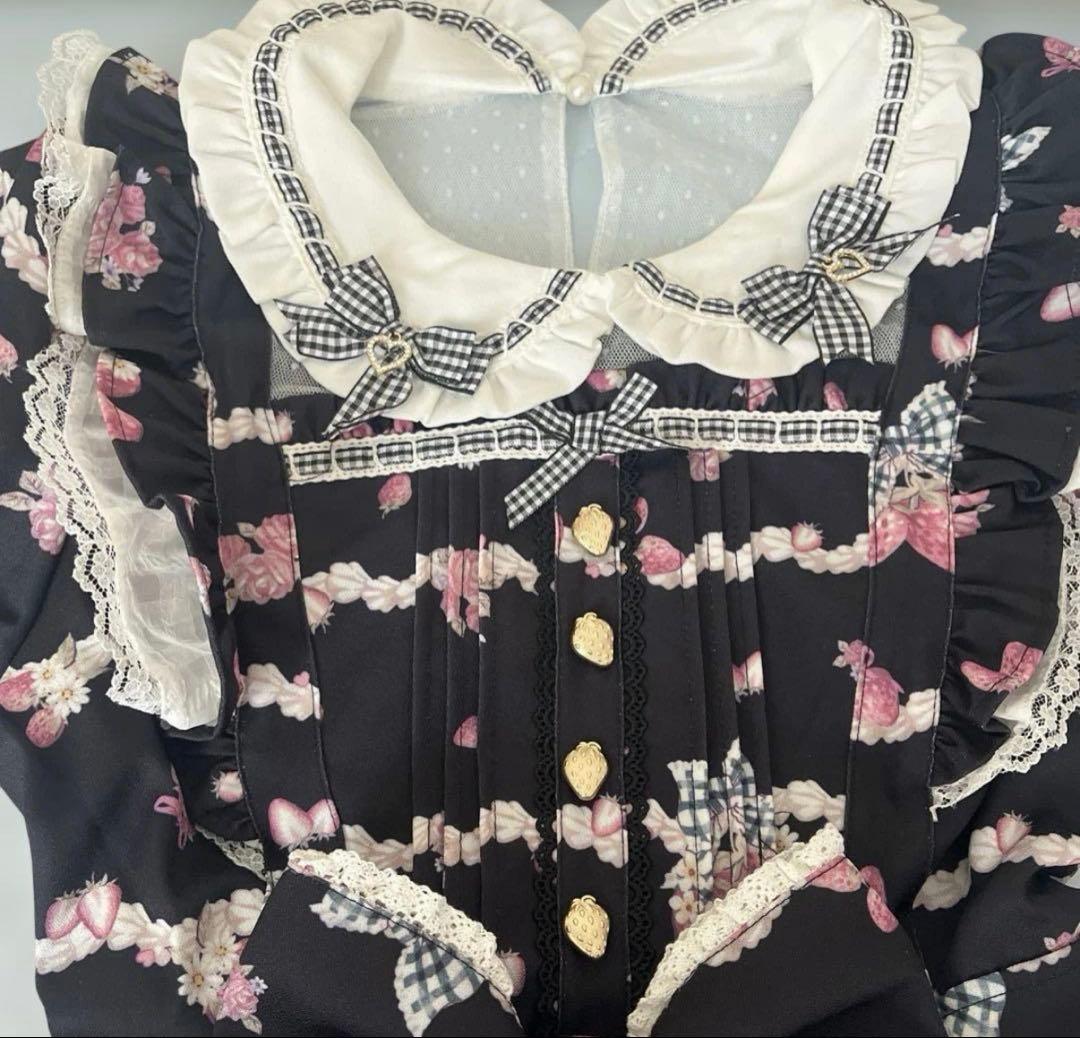 リズリサ LIZLISA Creamy Berry柄ワンピース ブラック M - メルカリ