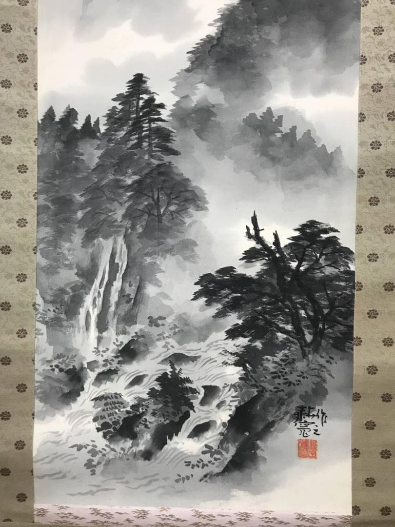 真作】佐藤耕寛/山水図/掛軸/名家伝来/AC-459