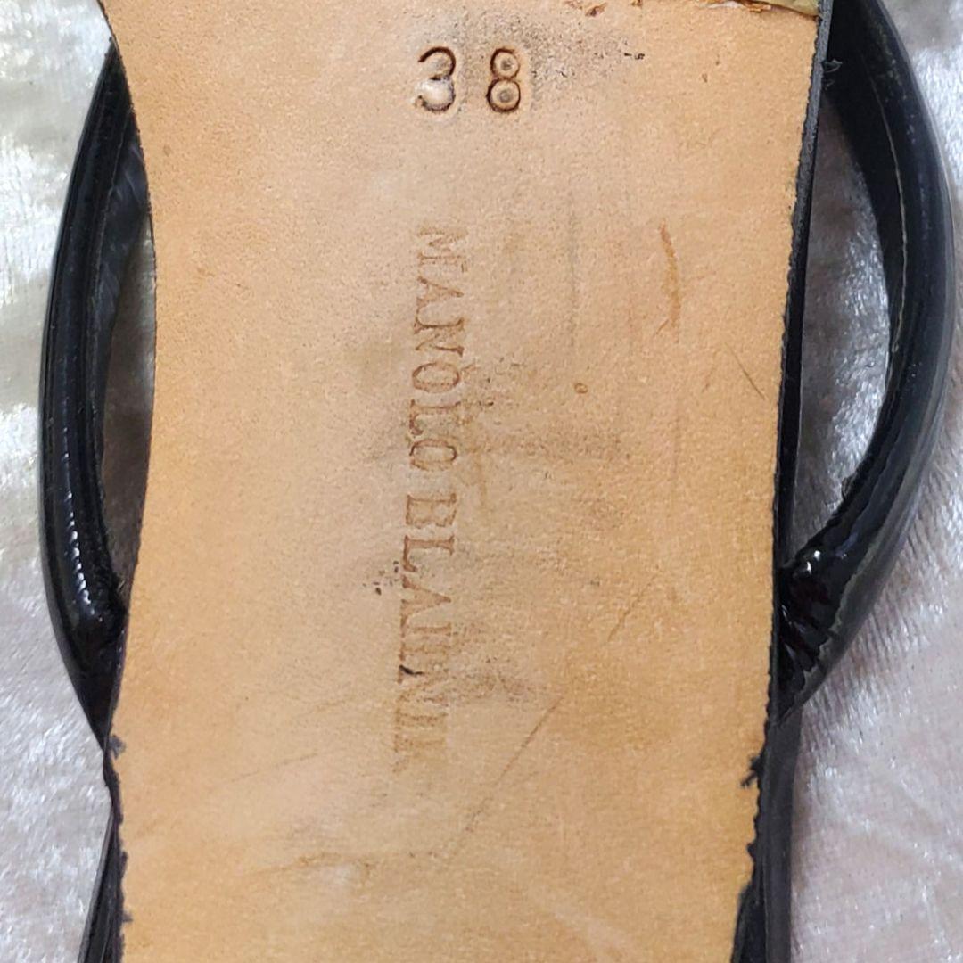 【美品】✨マノロブラニク 24.5cm トングサンダル 黒 レザー 38