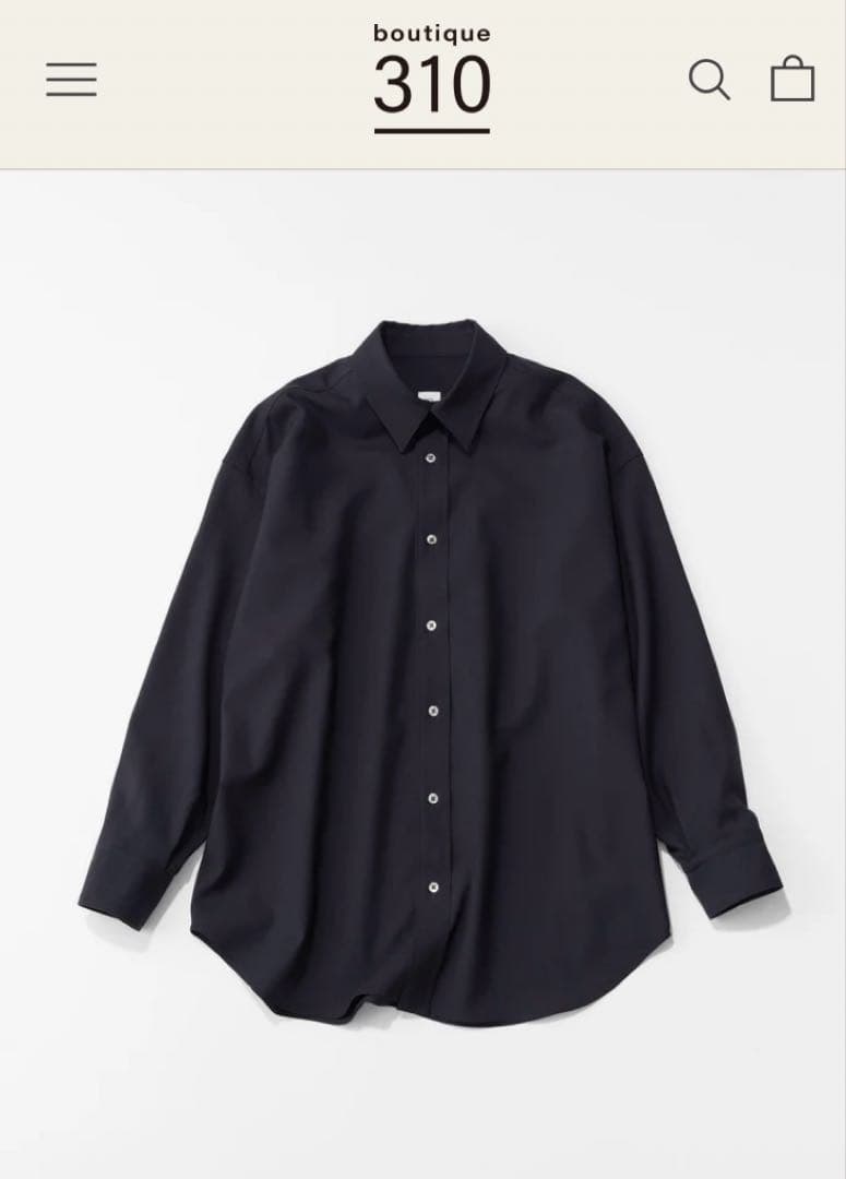 boutique310 洗える美人なウールシャツ　ネイビー　新品未使用　完売品 リネン切替BIGシャツ｜宝島染工