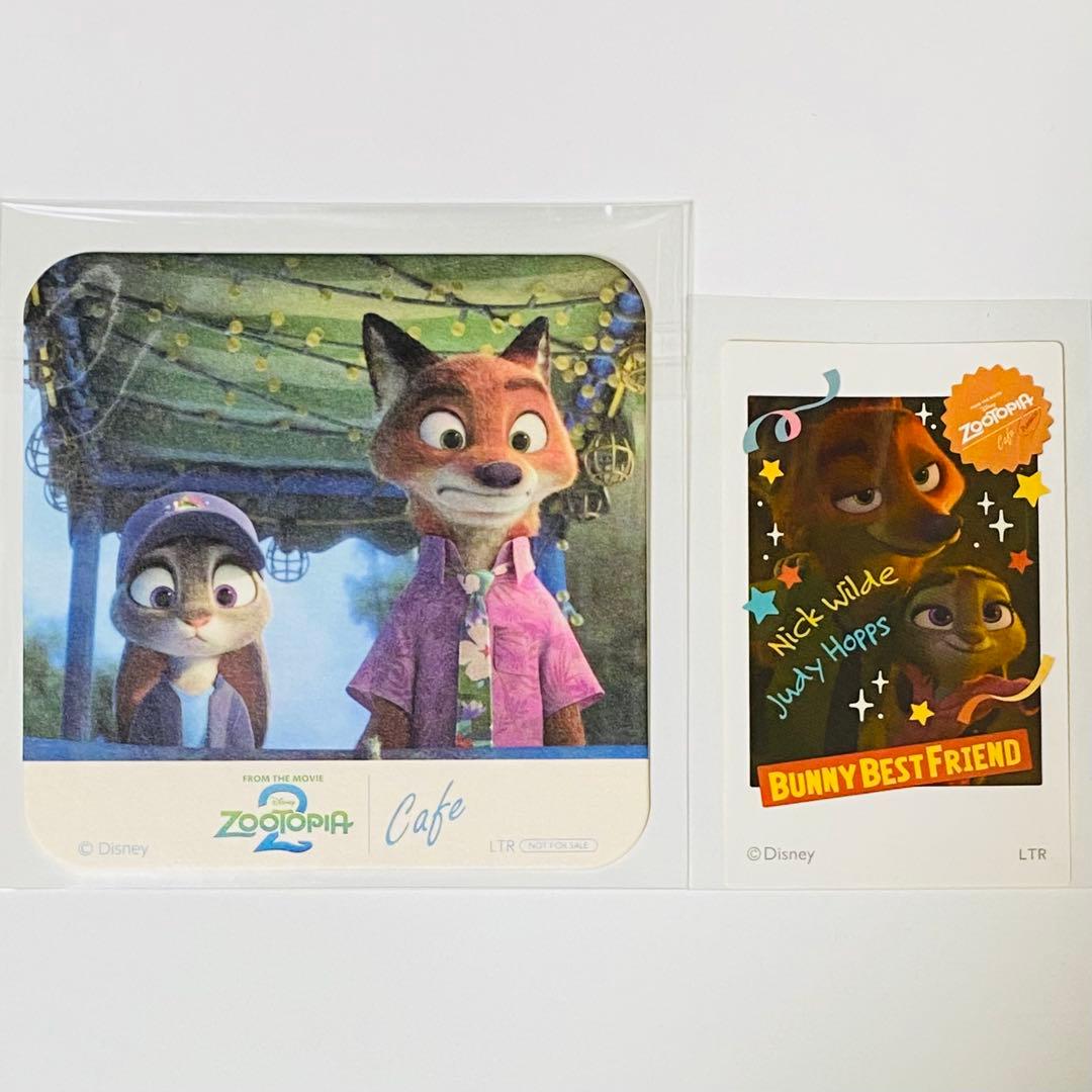 ズートピア2 オーマイカフェ 特典 コースター ステッカーA ニック