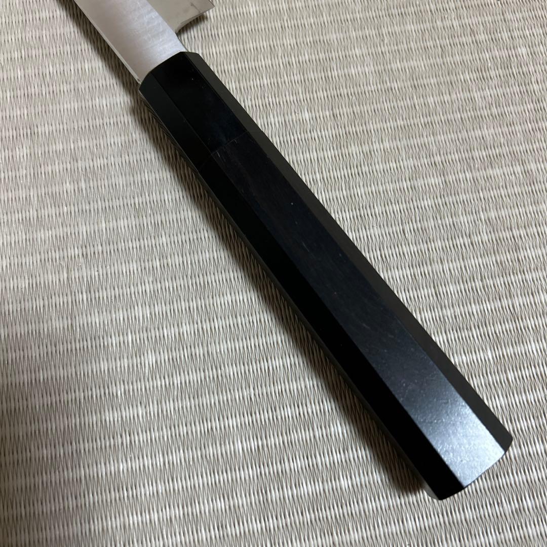 尺 柳刃 包丁 和包丁 本焼 黒檀黒水牛八角柄 新品 箱付き V金10号