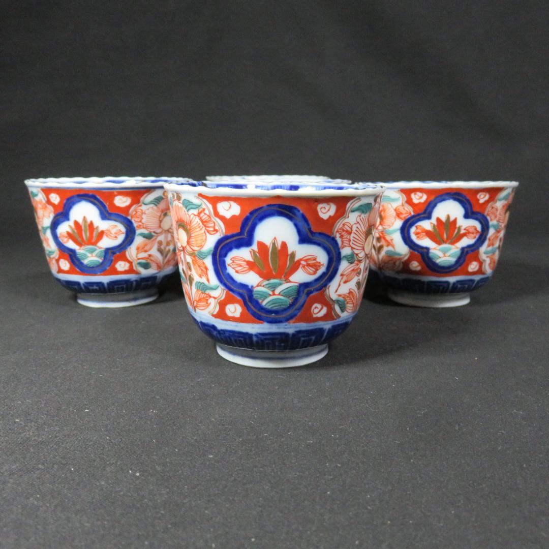 蕎麦猪口 向付 5客 色絵付 窯傷 花文様 金彩 明治 大正 - メルカリ