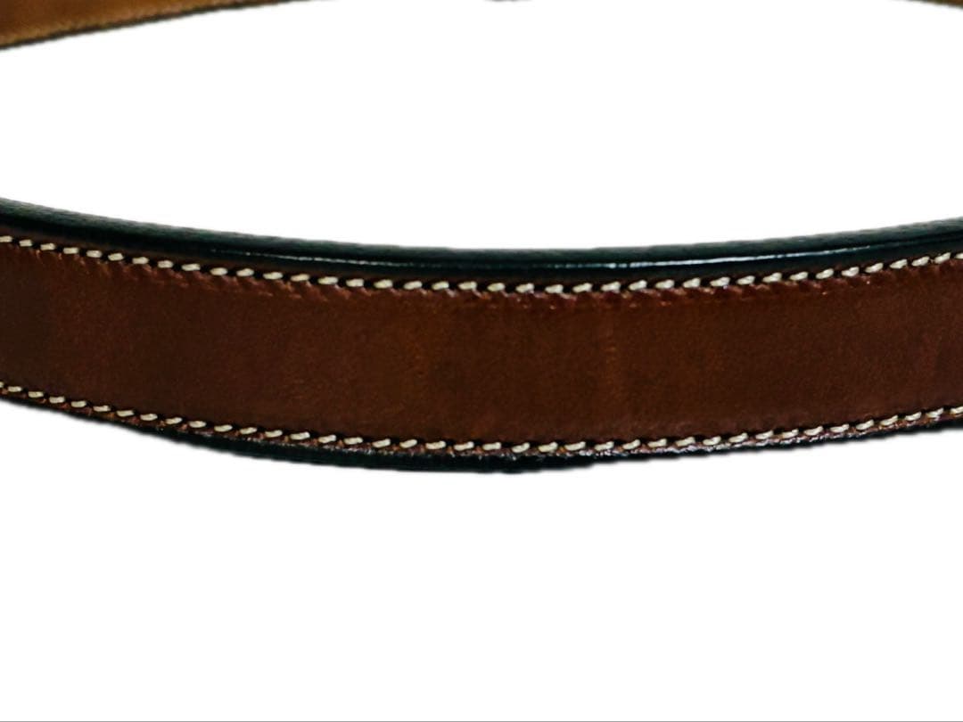 美品】トリーレザー レザーベルト シュプールバックル ブラウン ハバナ