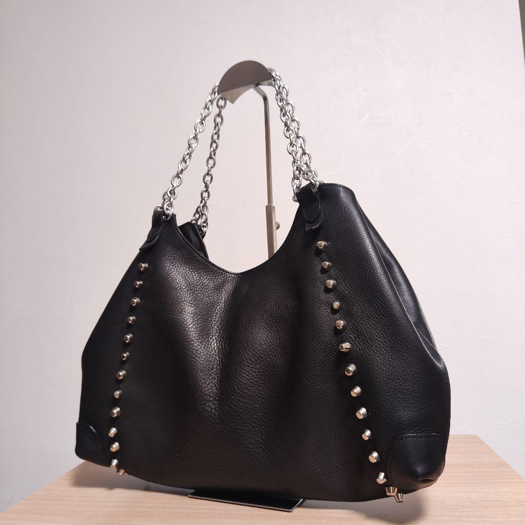 y2k 00s archive レザー 本革 スタッズ チェーン トート シボ革｜代購幫
