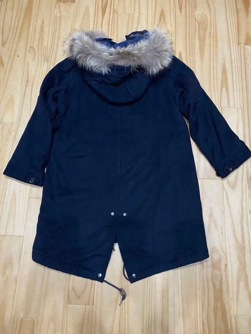 ジョンブル カシミヤ混 ウール モッズコート ラクーンファー グレー