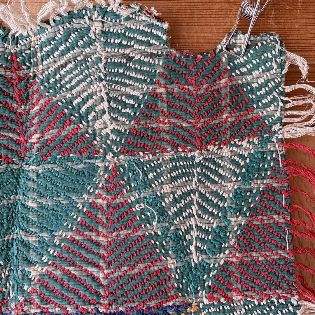 未使用＊訳アリ ヴィンテージラリーキルト グリーントライアングル