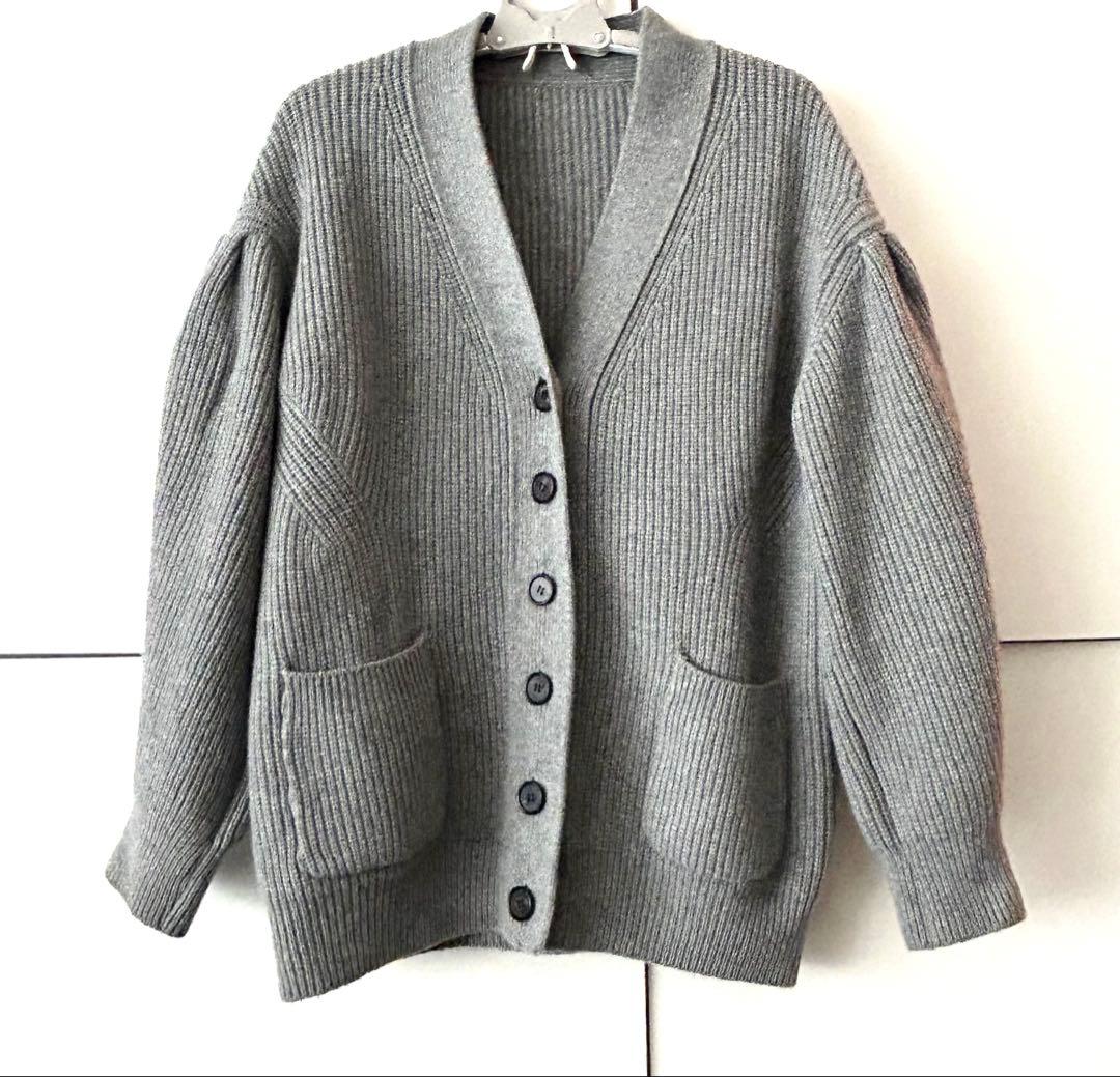 週末セール【Cygne】Raymond ボリューム袖 ロングカーディガン グレー