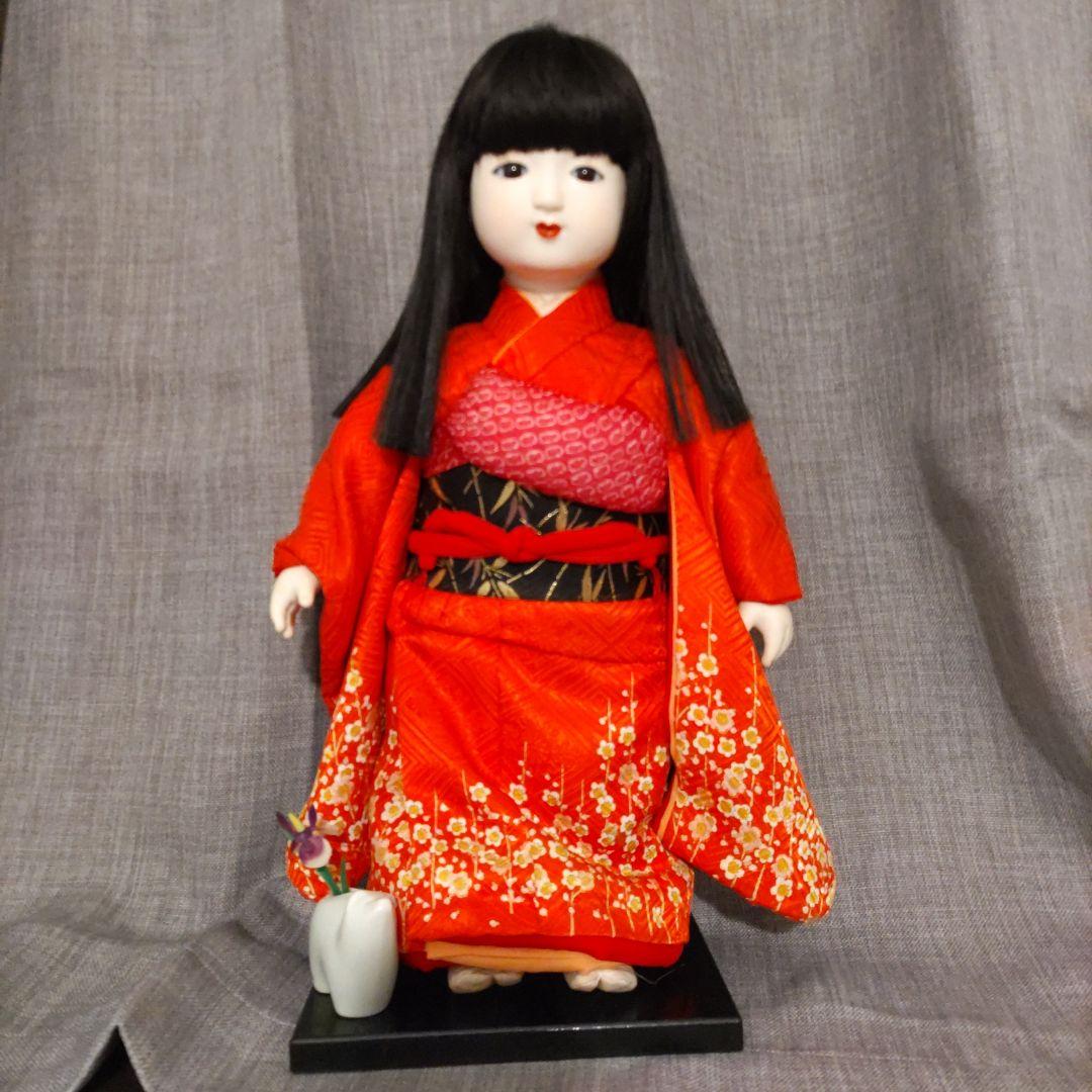 市松人形 赤い着物 アンティーク 日本人形 - メルカリ