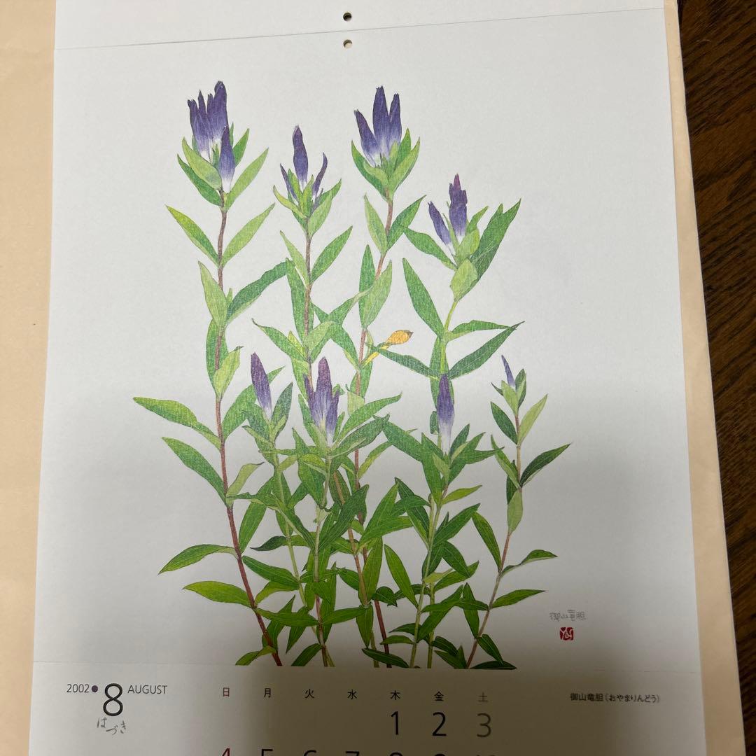 値下げ 水彩画 木製フレーム付き 外山康雄 原画 越の小貝母 名刺