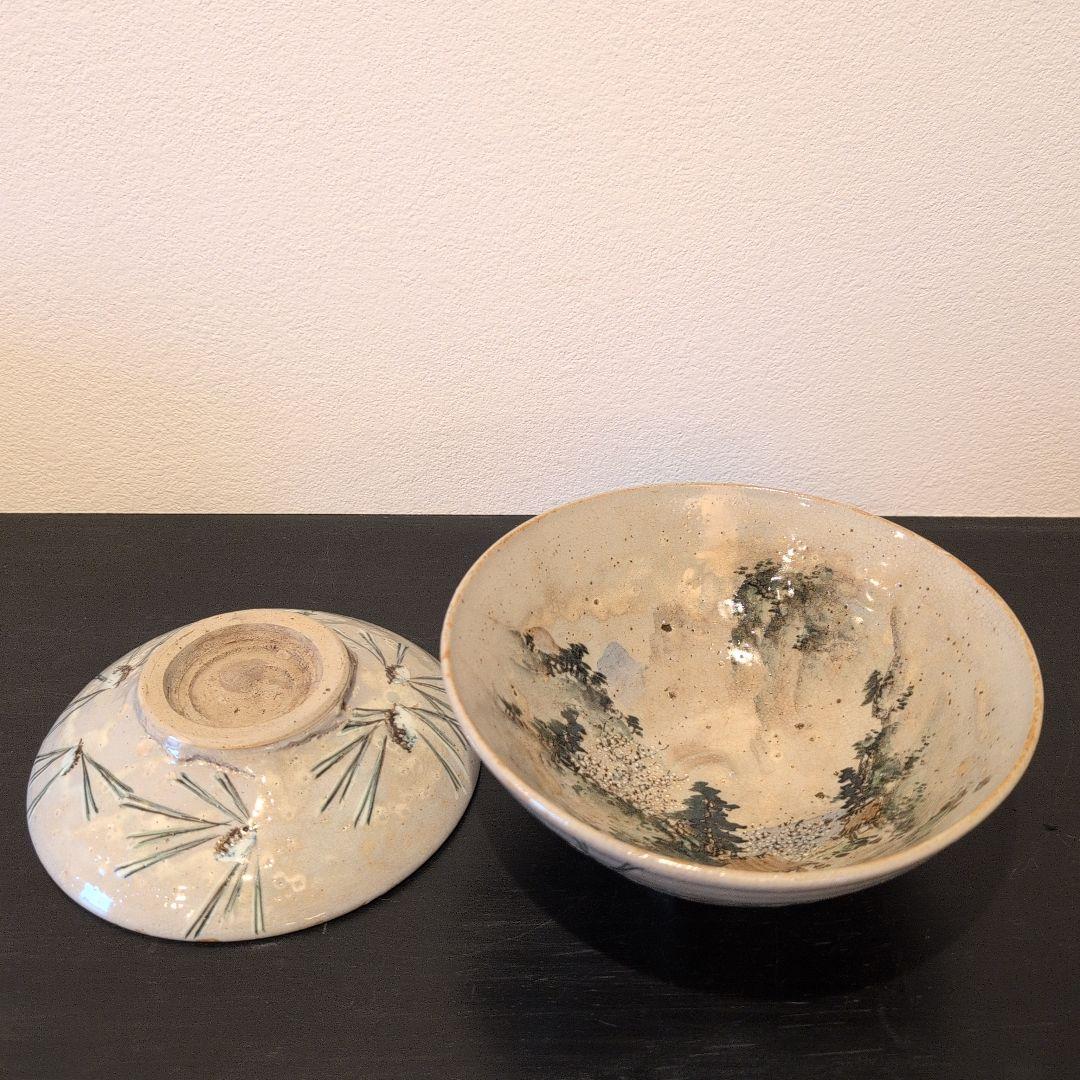 古犬山焼 鉢と皿 あるいは 蓋物と金環古材　平棗　堀内宗完　箱書き 一閑張黒大棗 兼中斎 堀内宗心 書付 在判 花押 堀内家 兎の画 自画