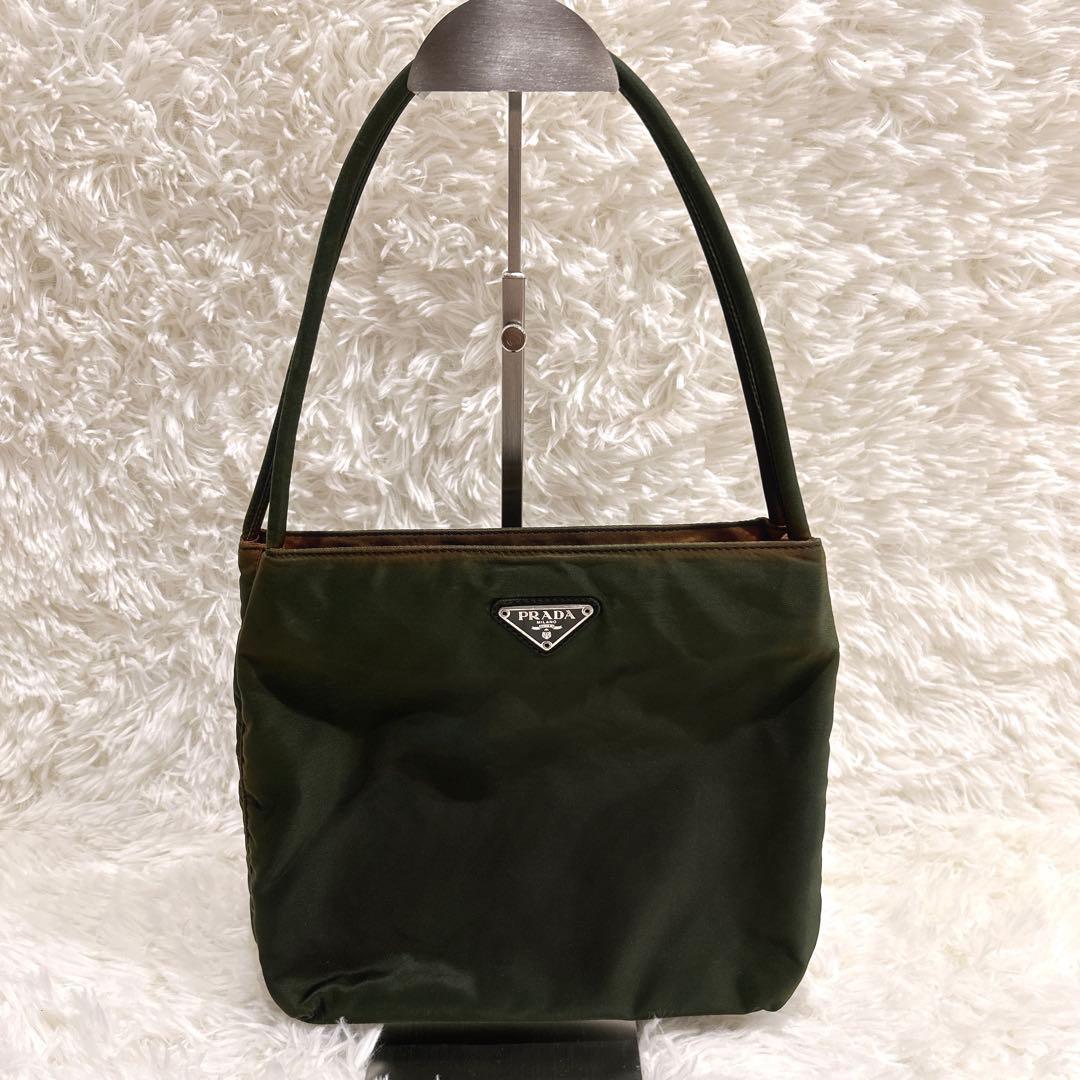 PRADA プラダ テスートナイロン ショルダーバッグ カーキ 三角ロゴ