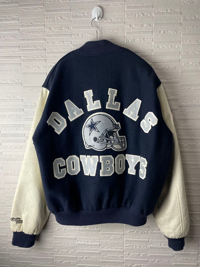 80s NFLダラス・カウボーイズ レザー切替スタジャン スタジアムジャケット