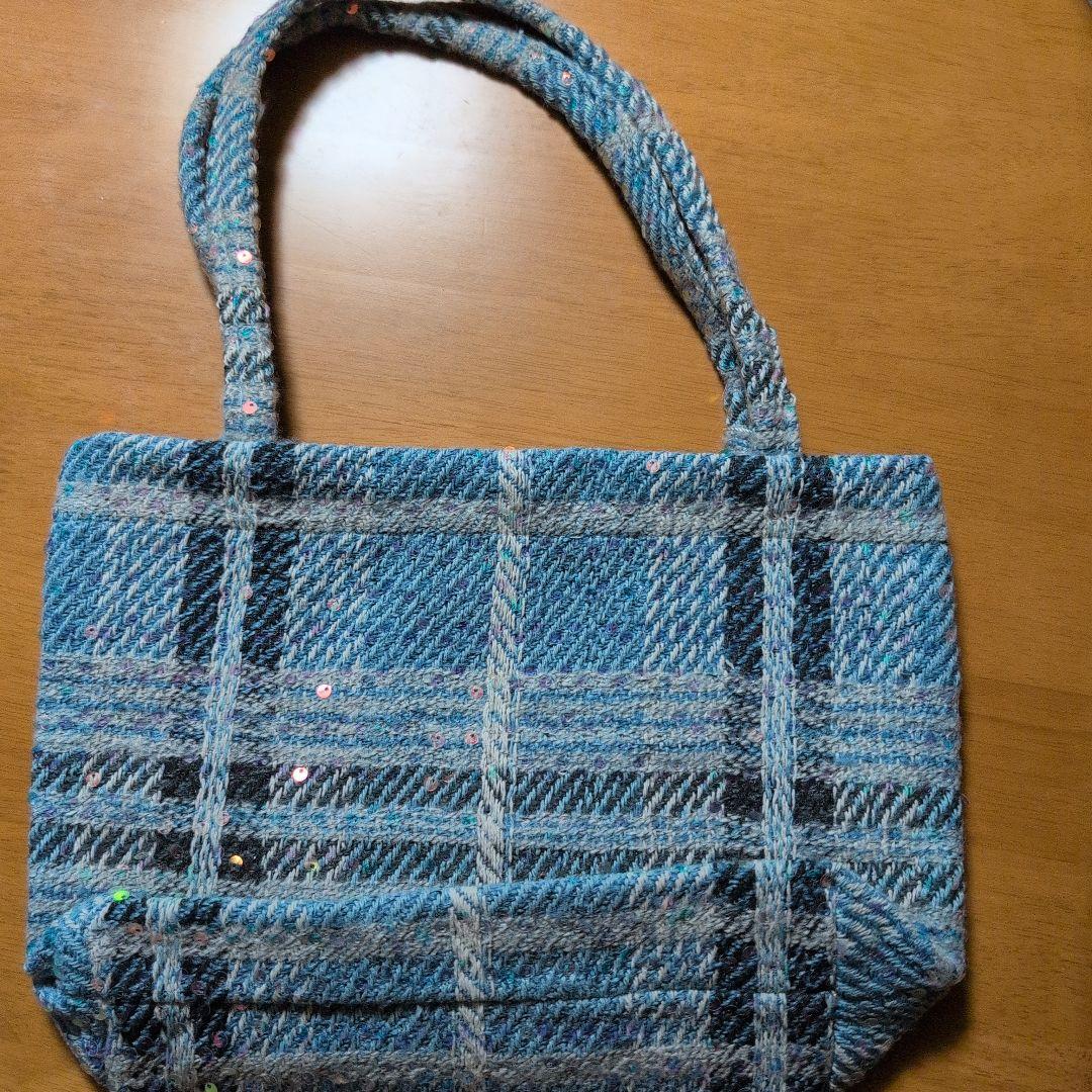 CHANELシャネル ココマークツイードスパンコール トートバッグ ブルー