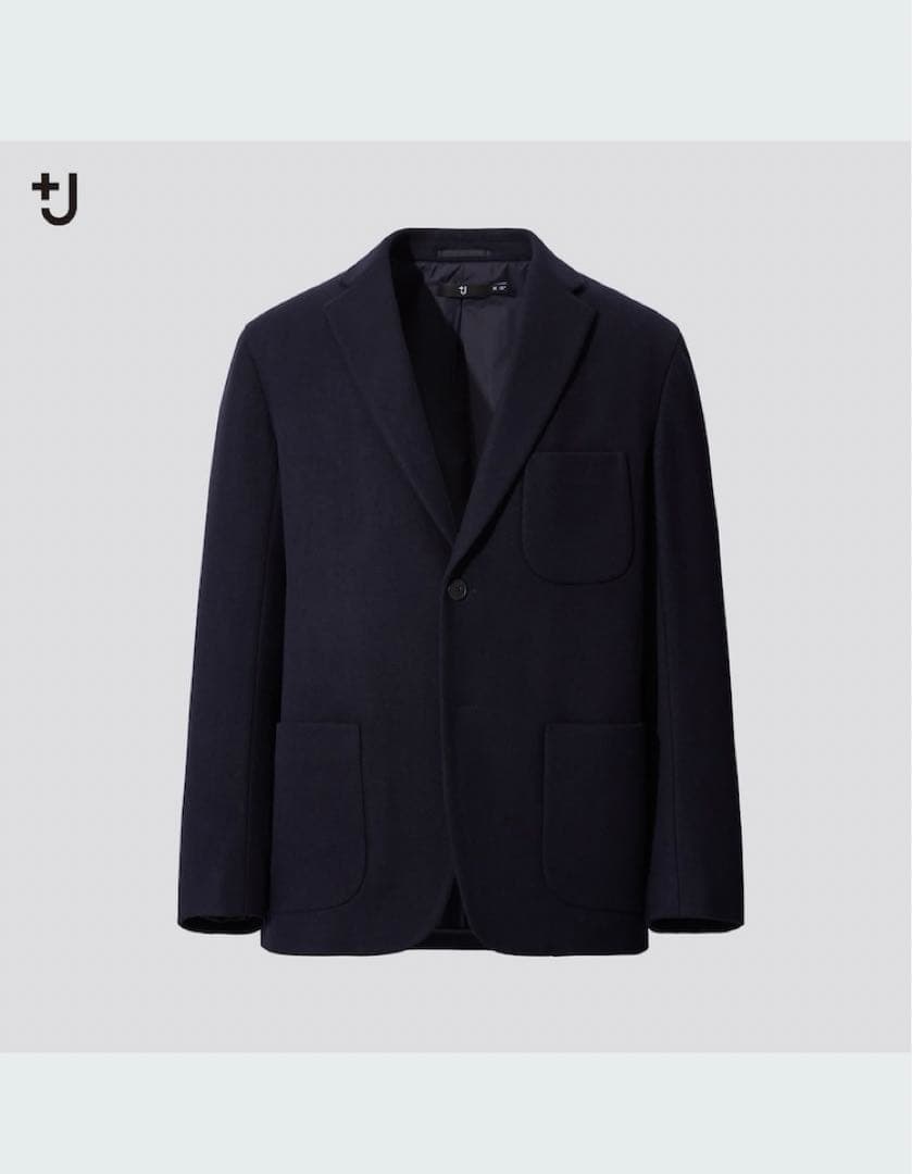 UNIQLO +J ウールブレンドオーバーサイズジャケット ネイビー - メルカリ