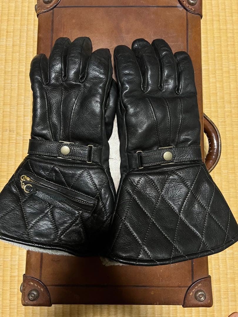 POWWOWパウワウ高性能 オイルレザー製 防寒仕様 ガントレット ショート　Ｌ POWWOW パウワウ】 バイカー仕様 高性能 肉厚 オイルレザー製 防寒仕様