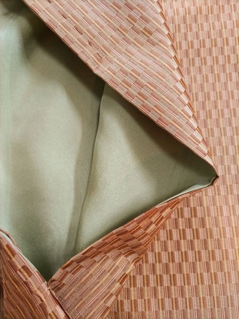 銀桃@禁煙出品！☆山下八百子　黄八丈　綾織　裄67.5cm 極美品