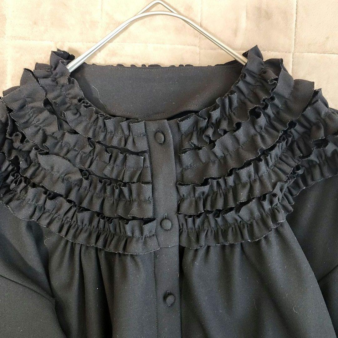 ロージーモンスター 裏起毛 ミニフリルブラウス 黒 フリー 秋冬