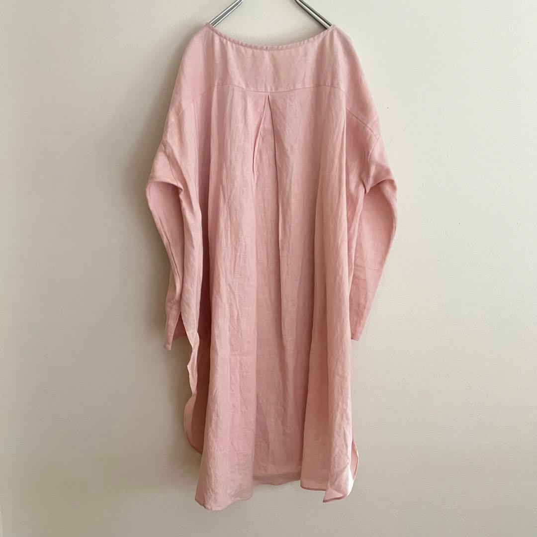 定価2.53万 ビアズリー 前結びリネンチュニックブラウス ピンク 春