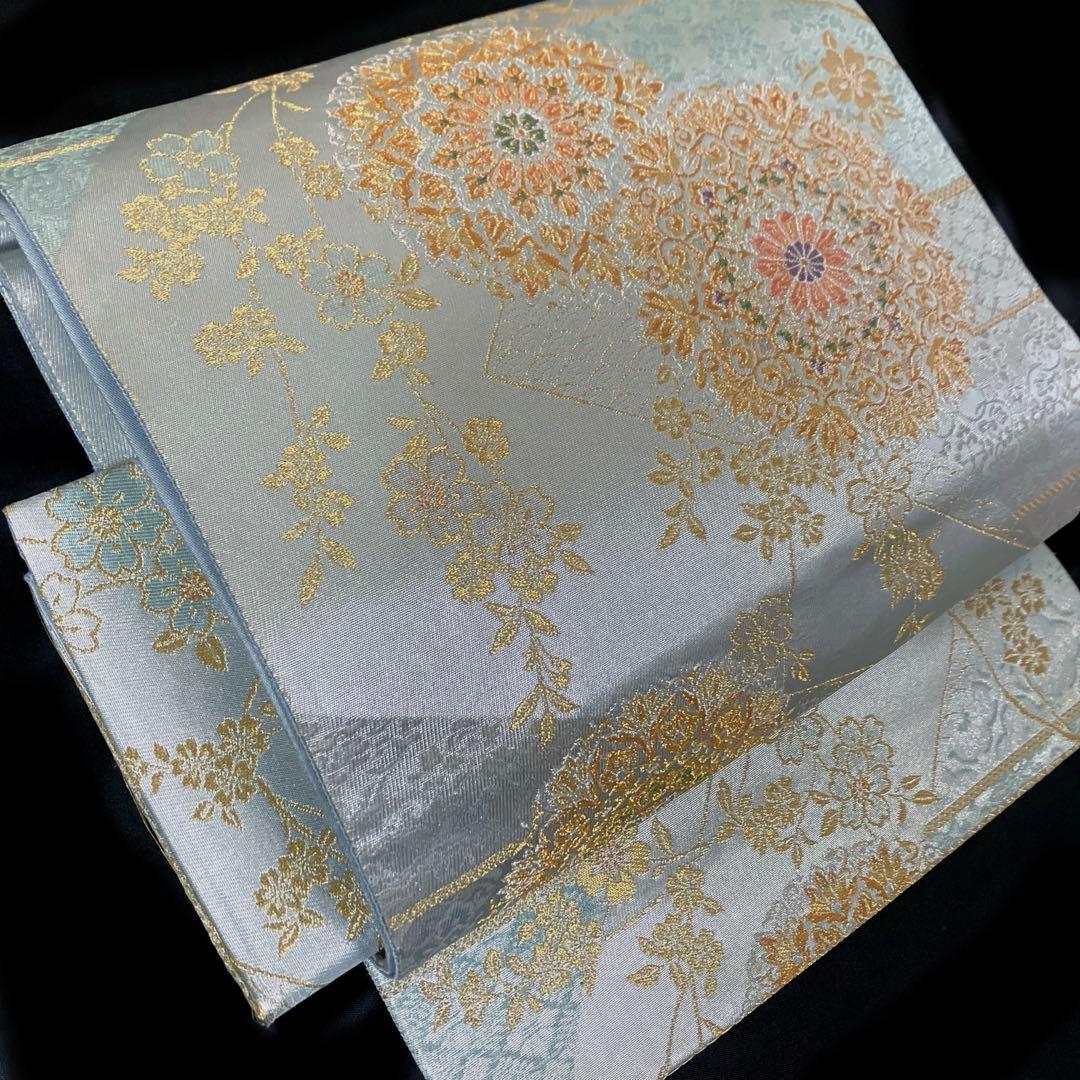 袋帯 ワンタッチ作り帯 マジックテープ 二重太鼓 付け帯【吉祥華紋】正絹