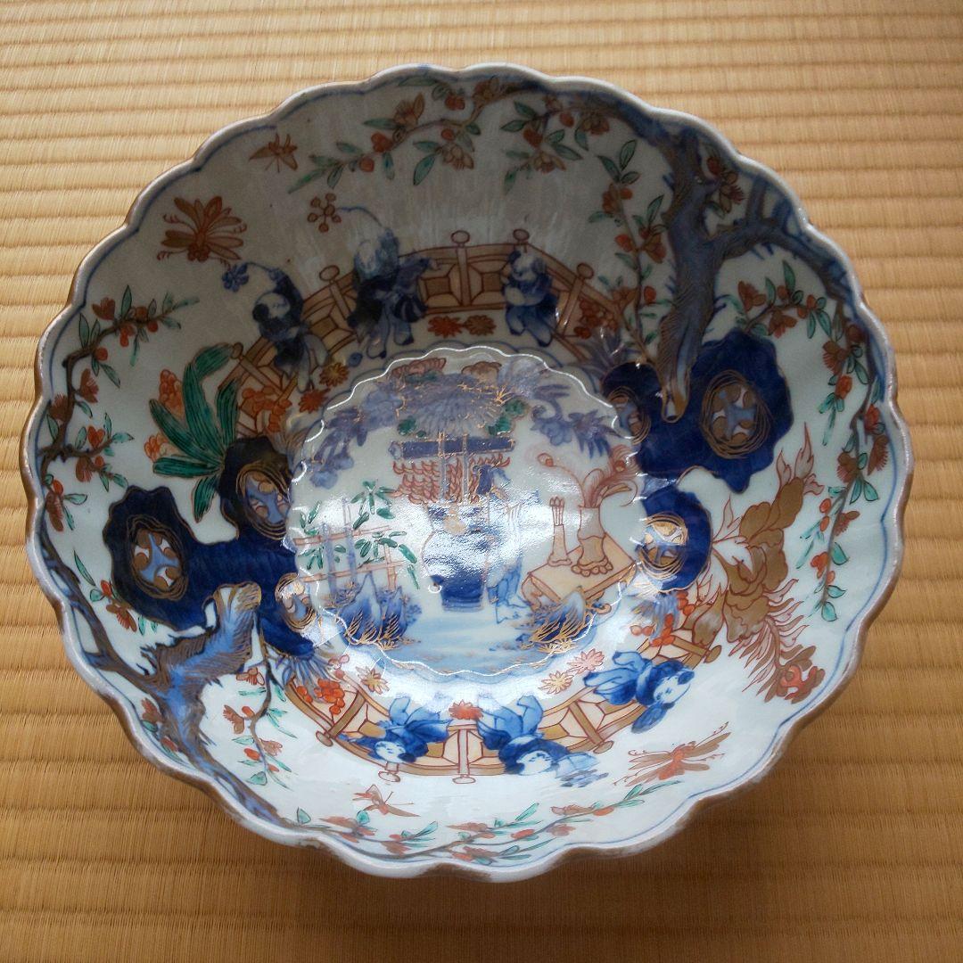 A 202 古伊万里 桜花唐子文色鉛筆鉢 - メルカリ