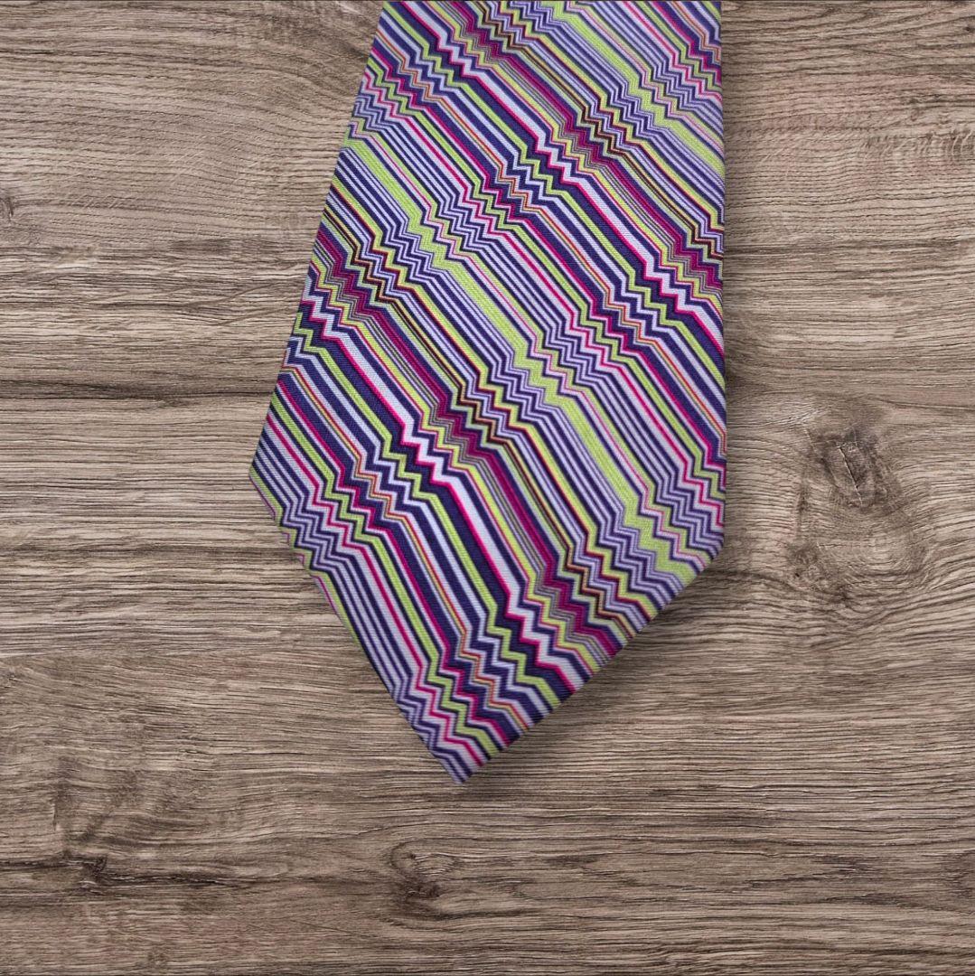 美品 MISSONI ジグザグ シルク ネクタイ マルチカラー スーツ - メルカリ