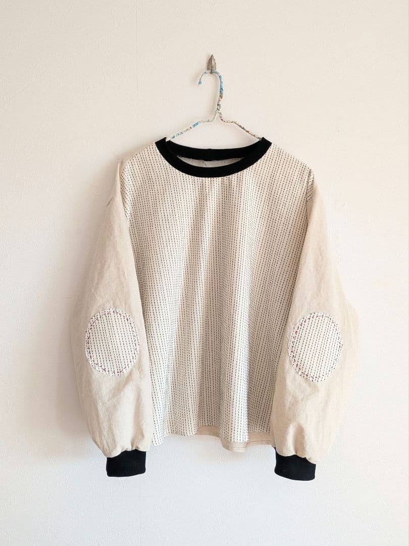 プルオーバー☆刺し子織り生地 ハンドメイド