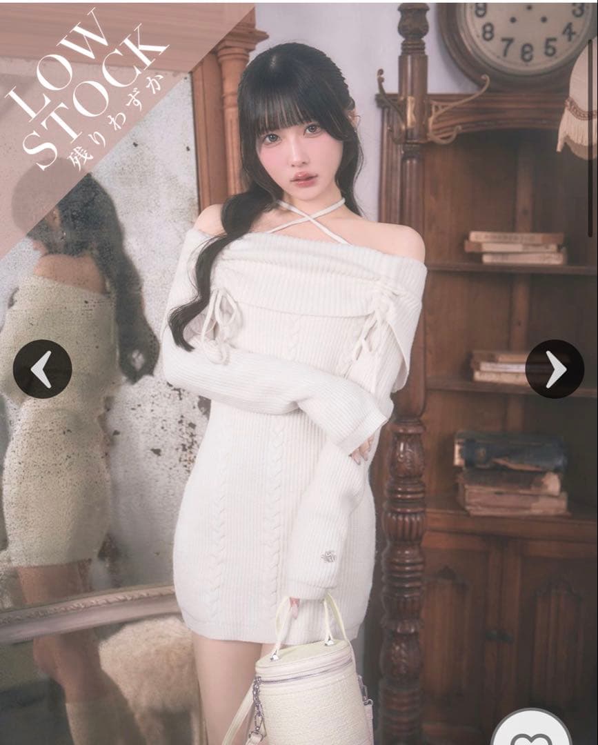 michellMacaron ギャザーオフショルニットワンピース - メルカリ