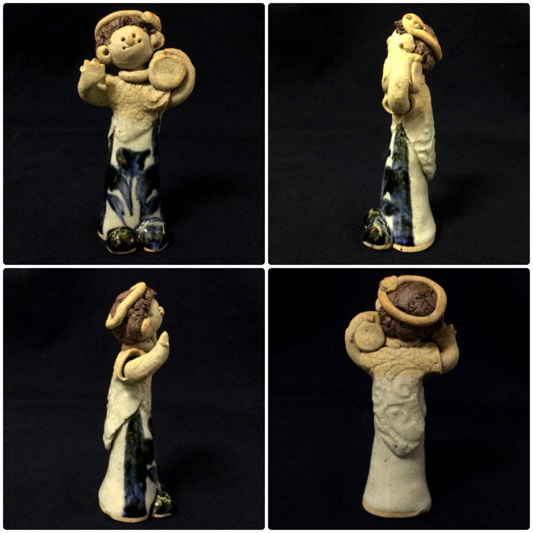 砥部焼 青芳人形 3体セット 楽器 陶器人形 森元青芳作 置物 T364