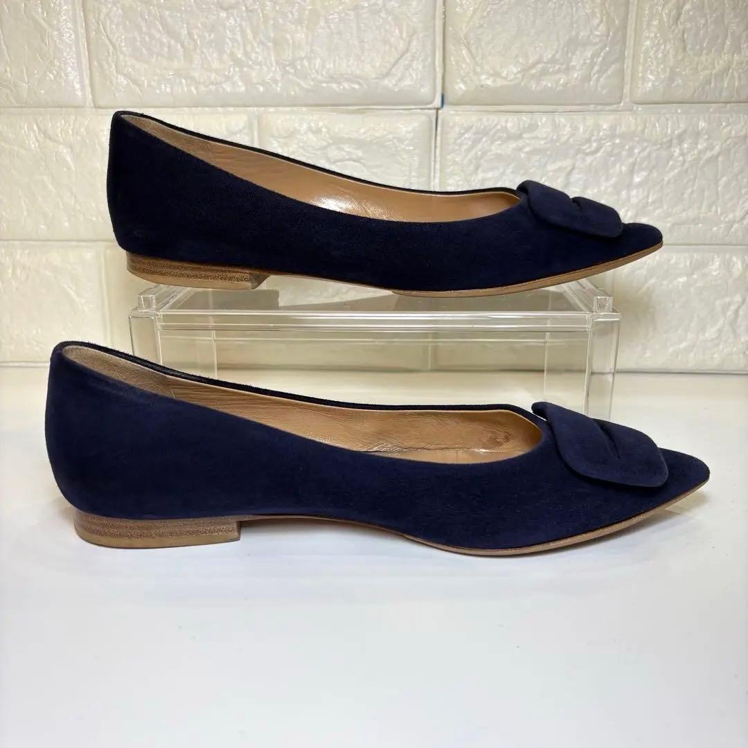 PELLICO ネイビー スエード フラットシューズ 21.5cm
