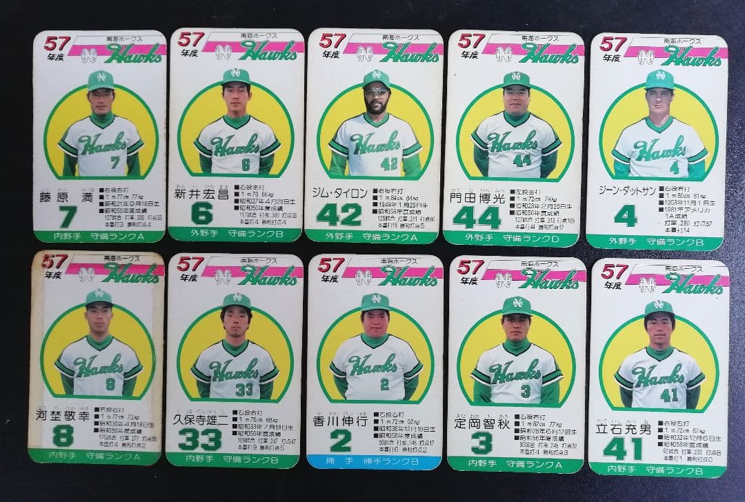 タカラ 野球カードゲーム57年度 南海ホークス 美品