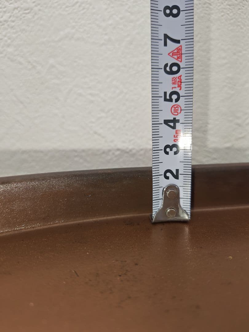 陶器製楕円形盆栽鉢 約40cm× 26cm×3.5cm　薄型・中型盆栽鉢　落款