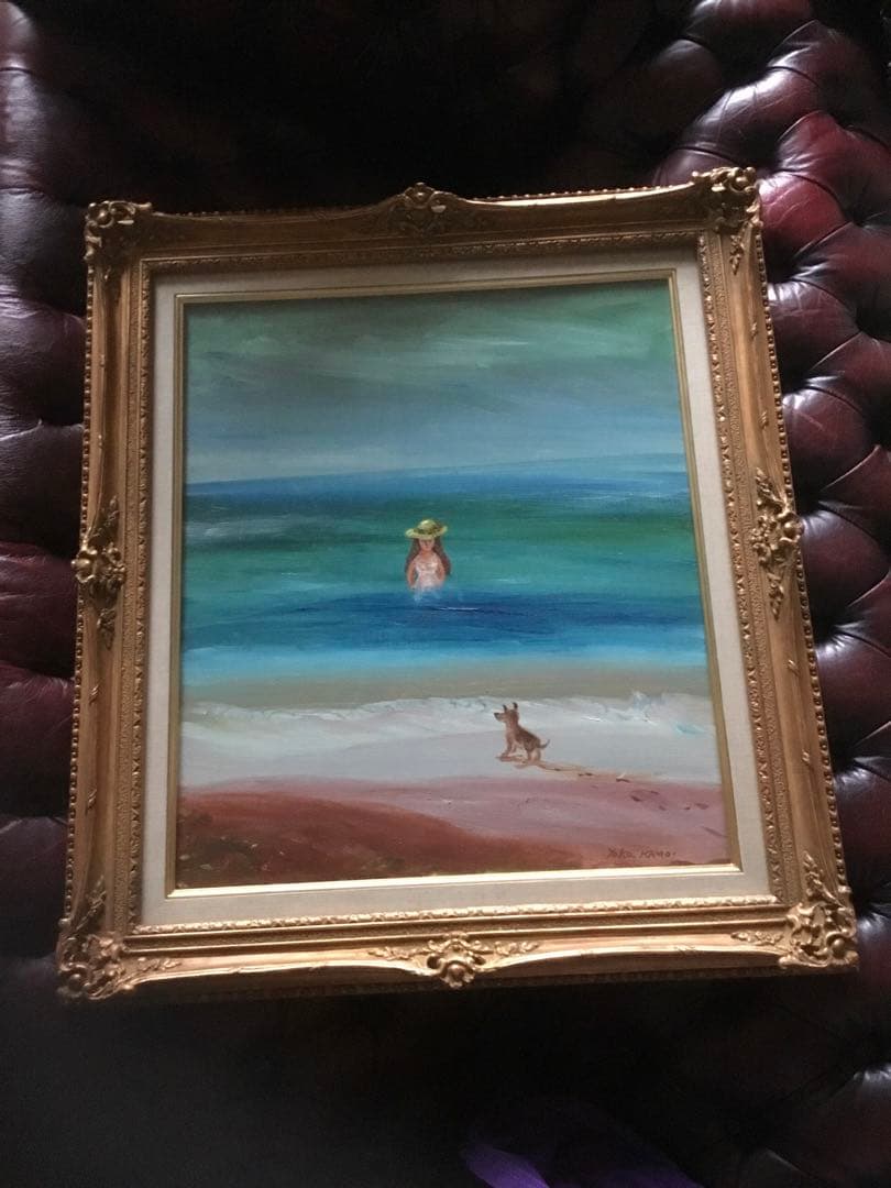 鴨居羊子 「海の淑女」 油彩10号 鴨居玲の姉 下着デザイナー ◇貴重