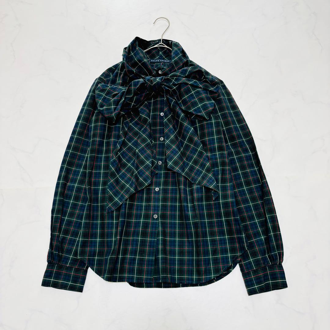 ラルフローレン ブラックウォッチ チェック ビッグ リボン ボウタイ