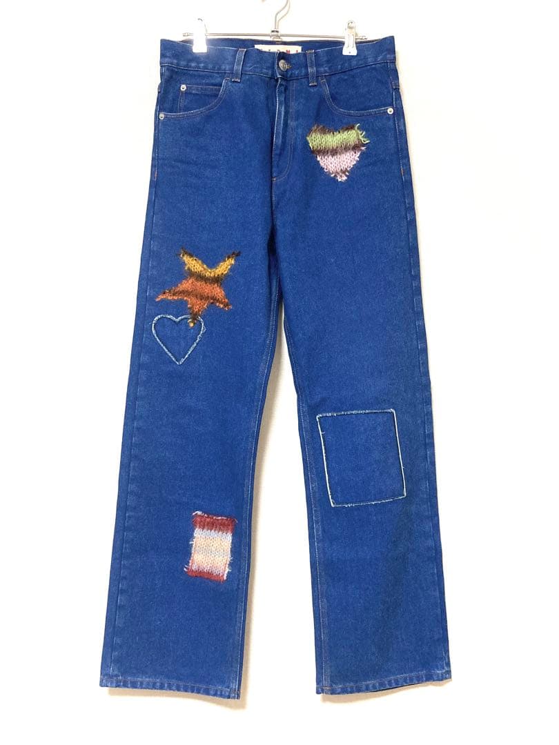 マルニ　モヘア　パッチワーク　デニム　ジーパン　パンツ　インディゴ　メンズ　28 中古・古着通販】MARNI (マルニ) モヘアパッチデニムパンツ インディゴ