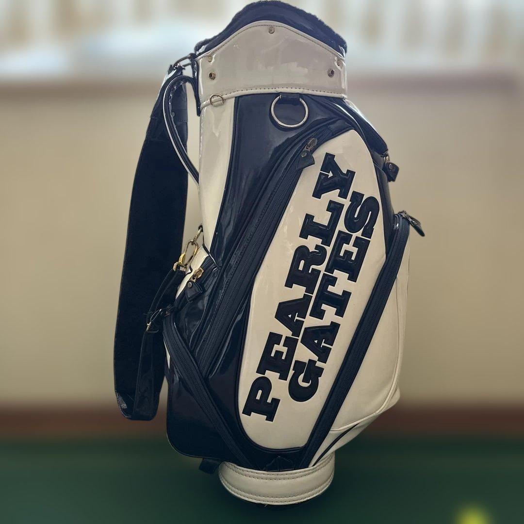 PEARLY GATES キャディバッグ ホワイト ネイビー エナメル 9.5型