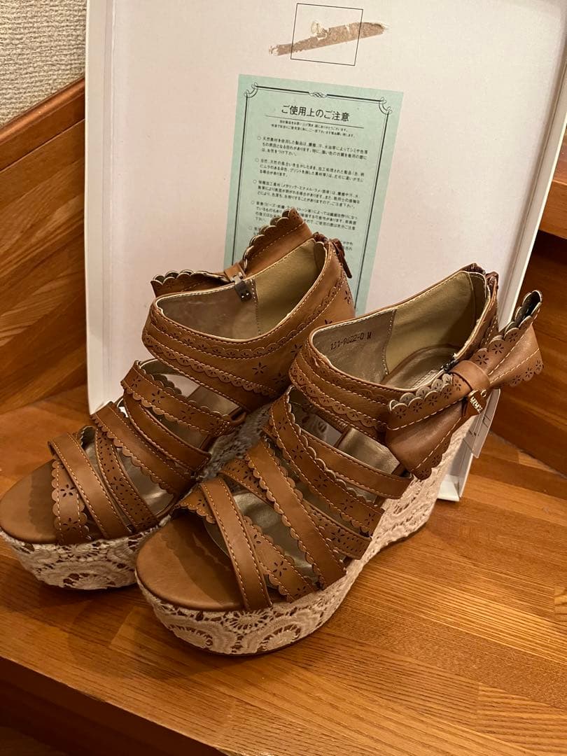 LIZ LISA ウェッジサンダル　リボン　ブラウン　M LIZ LISA ウェッジサンダル リボン ブラウン M