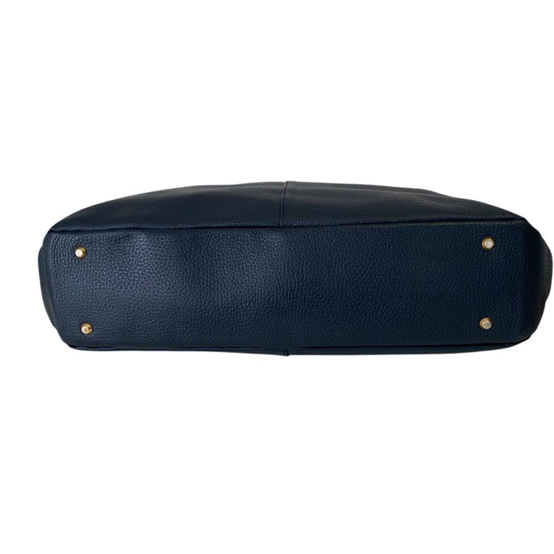 極美品 アタオ エルヴィ A4可 2way ショルダーバッグ ネイビー レザー