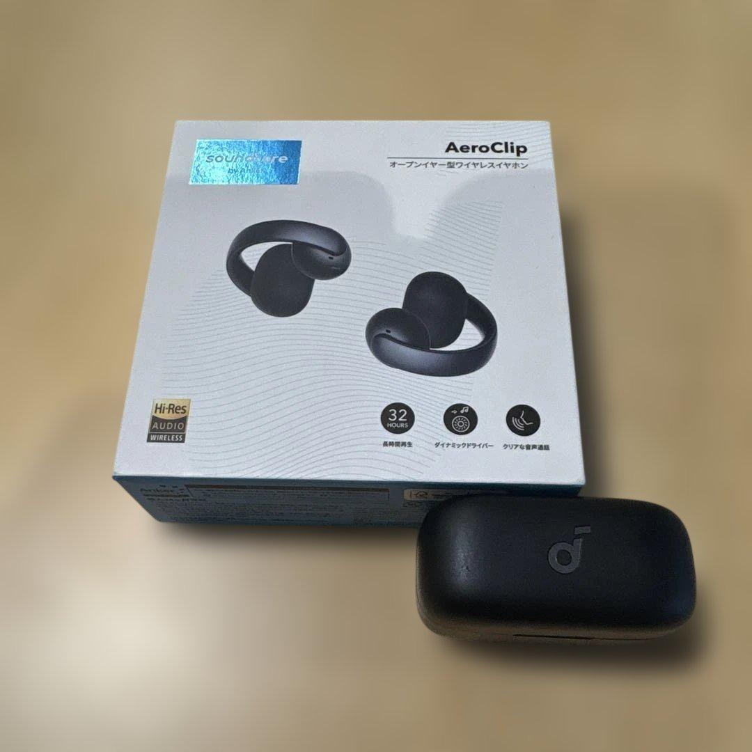 AeroClip ブラック ワイヤレスイヤホン　イヤーカフ型　片耳 Anker、LDAC対応のイヤーカフ型ワイヤレスイヤホン「Soundcore
