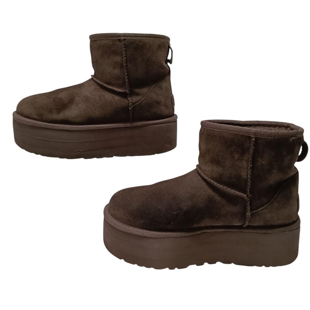 アグ クラシック ミニ プラットフォーム24㎝ ブラウン 厚底 ファー