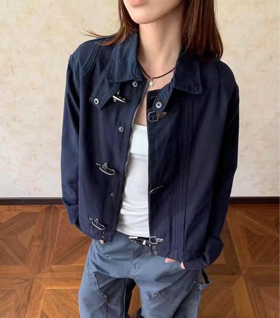 y2k グランジ ジャケット ネイビー アウター Mサイズ