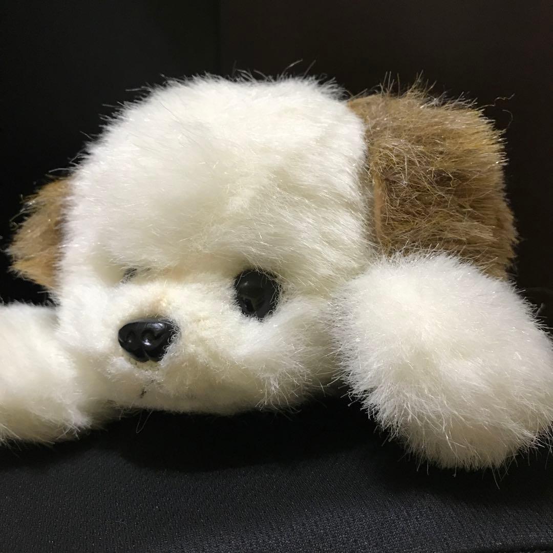 ぬいぐるみ 犬 いぬ 垂れ耳 白茶 創美社 レトロ❣️ - メルカリ