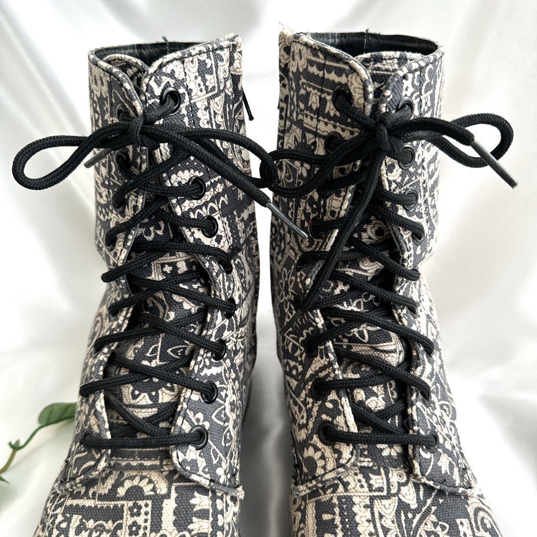 コラボ 希少 ドクターマーチン ワイズ 総柄 9ホール サイドジップ