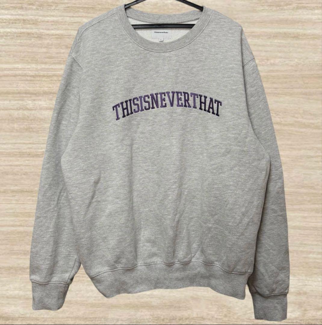 thisisneverthat 正規品 刺繍ロゴ スウェット グレー L - メルカリ