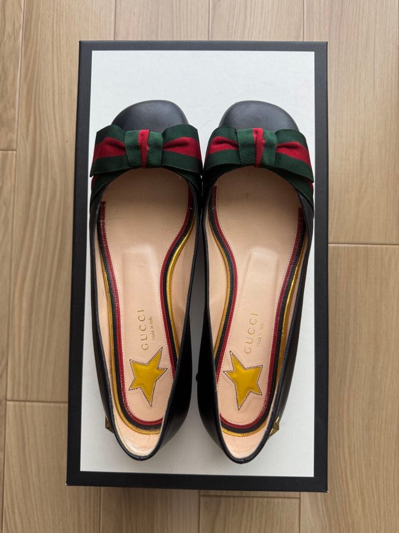 GUCCI マーモント リボン付きフラットシューズ サイズ37.5