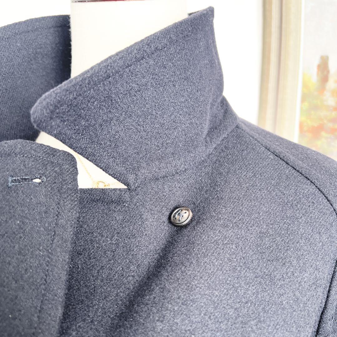 極美品 HERMESエルメス ネイビー ベルト カシミヤ ダブルフェイス