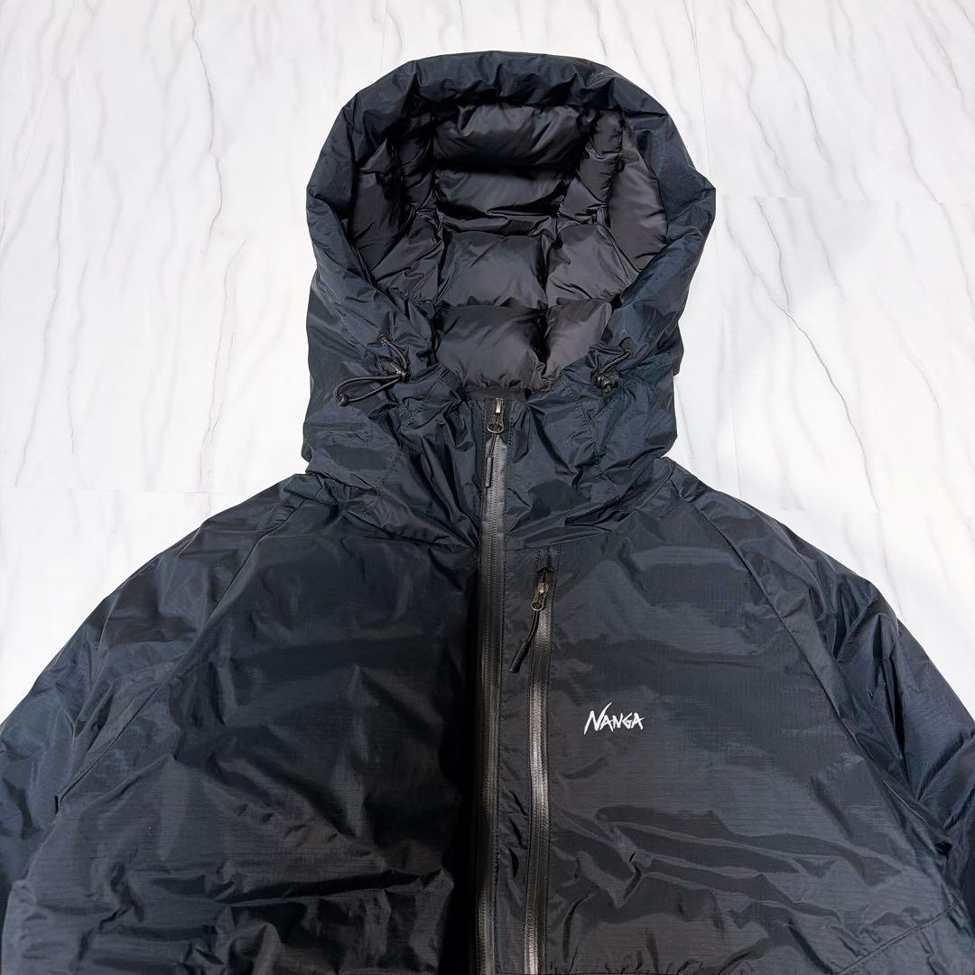 《美品》ナンガ オーロラテックス ダウンジャケット フード ブラック Lサイズ