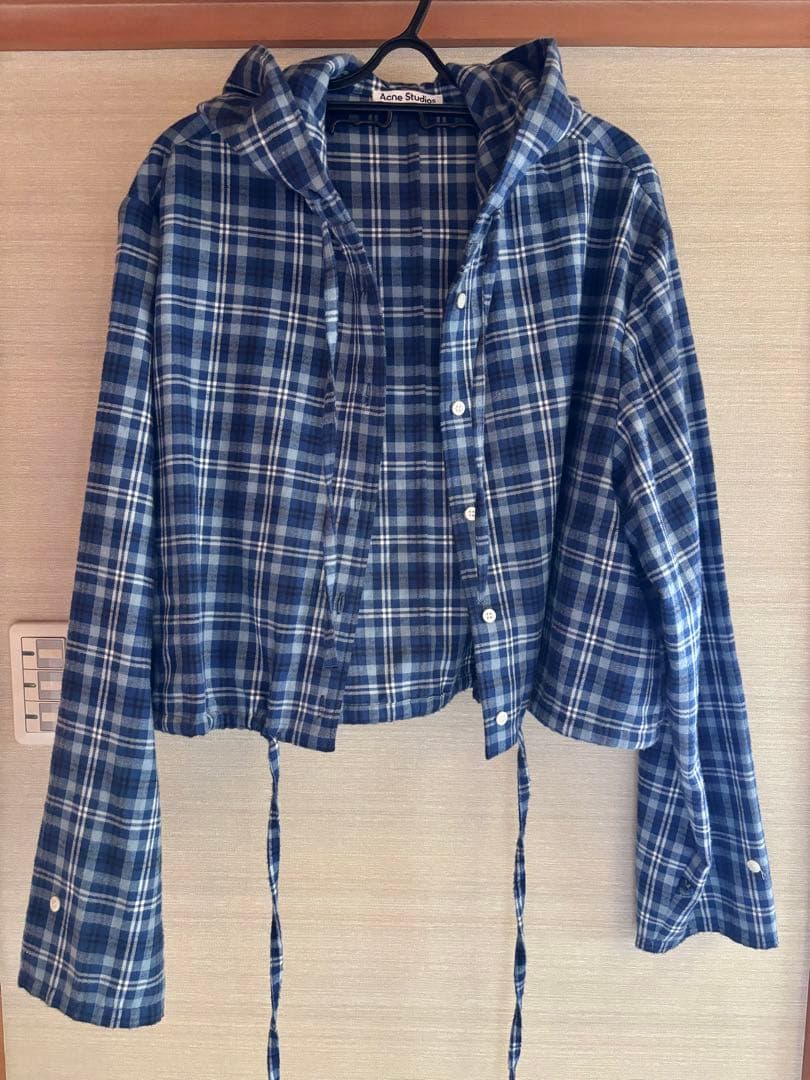 アクネストゥディオズ チェックフード付きオーバーシャツ